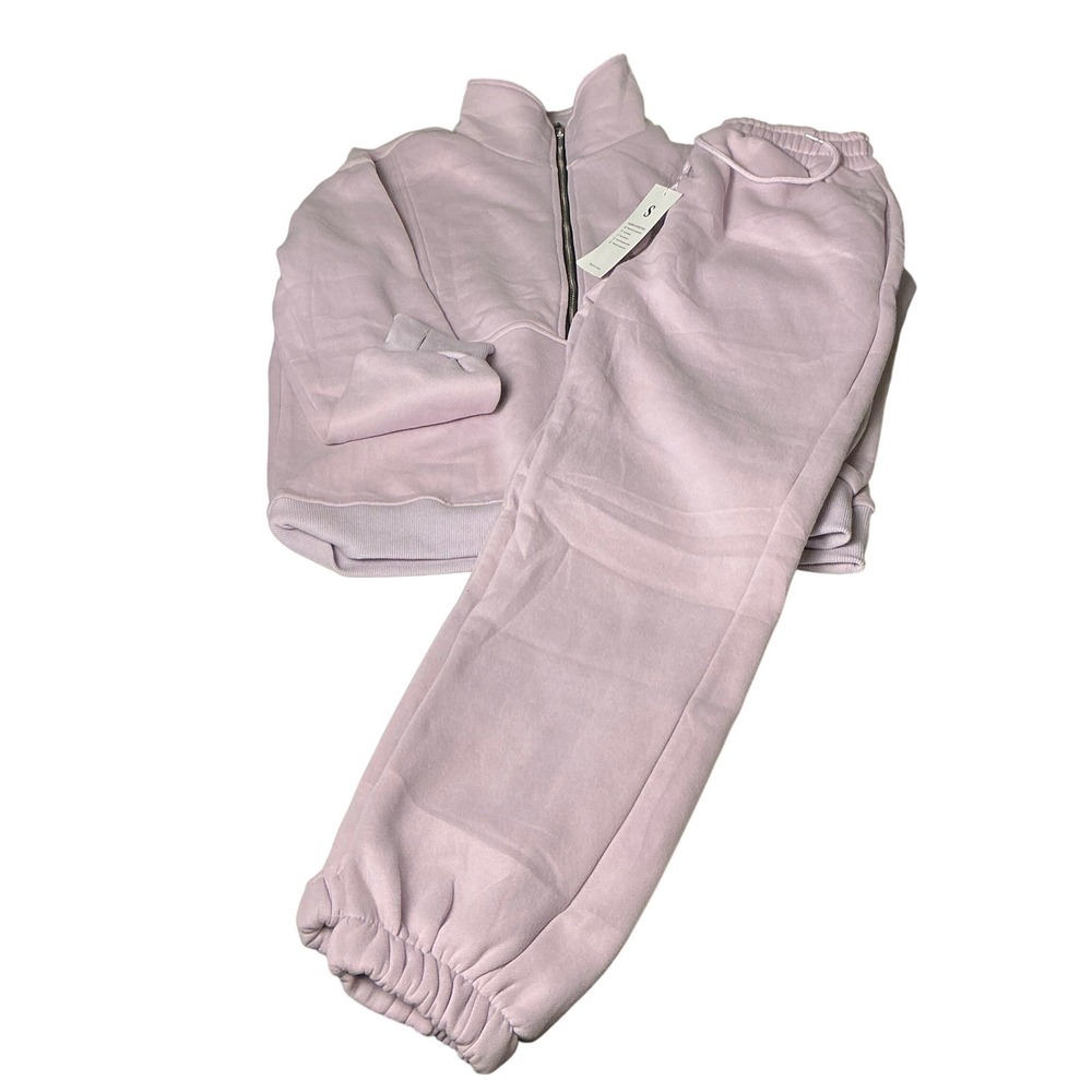 Womens Quarter Zip Sweatshirt and Jogger Set Loungewear Tracksuit Lavender
